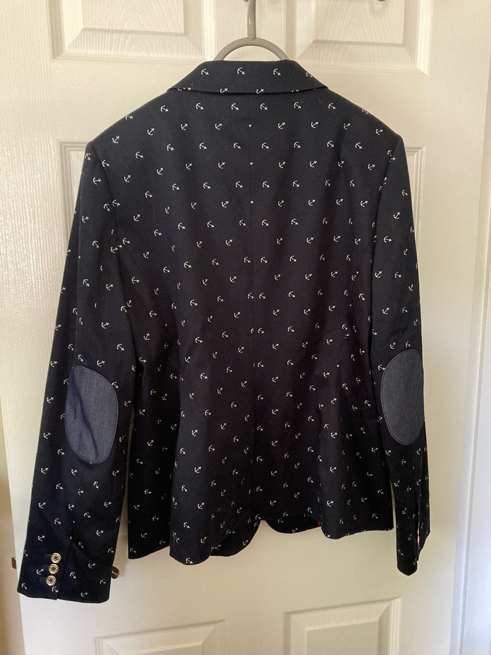 Tommy Hilfiger women’s nautical navy  blue blazer w/white anchor print, size M - Picture 9 of 13